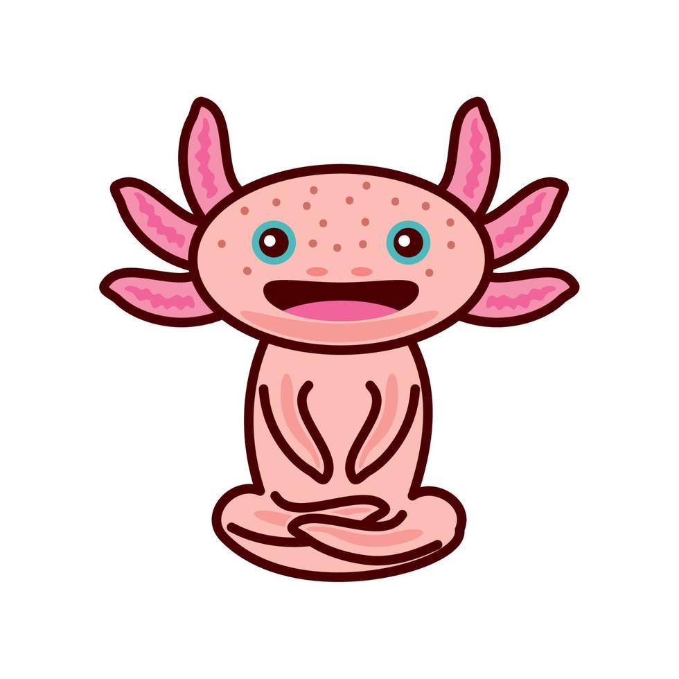 leende tecknad axolotl vektor