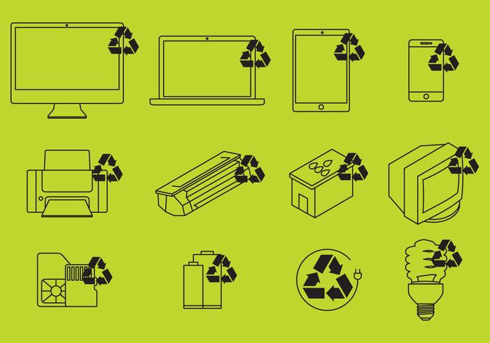 Elektronische Recycling Icons Vektor