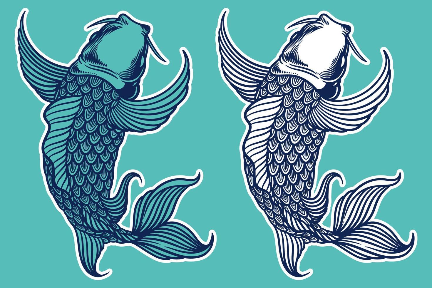 blauer Koi-Fisch-Vektor-Illustration-Cartoon-Stil vektor