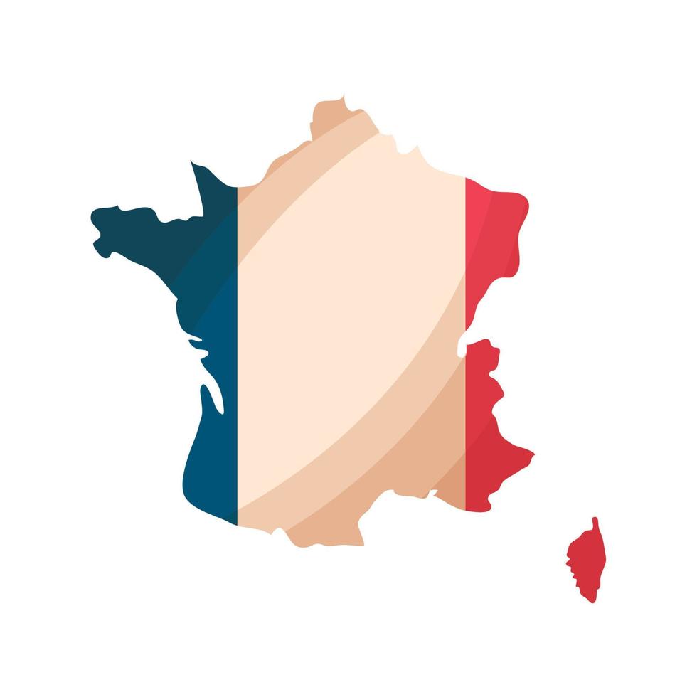 Frankrike karta med flagga vektor