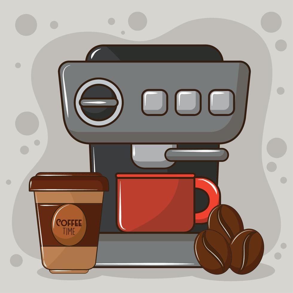 kaffemaskin och kopp vektor