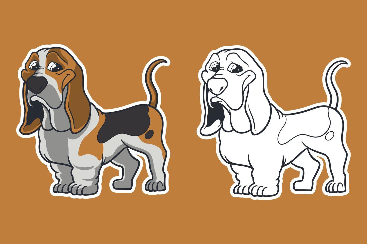 Basset Hound-Hund-Vektor-Illustration-Cartoon-Stil vektor