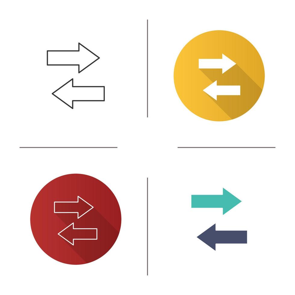 horizontales Austauschsymbol. Pfeile austauschen. horizontaler Flip. flaches Design, lineare und Farbstile. isolierte Vektorgrafiken vektor