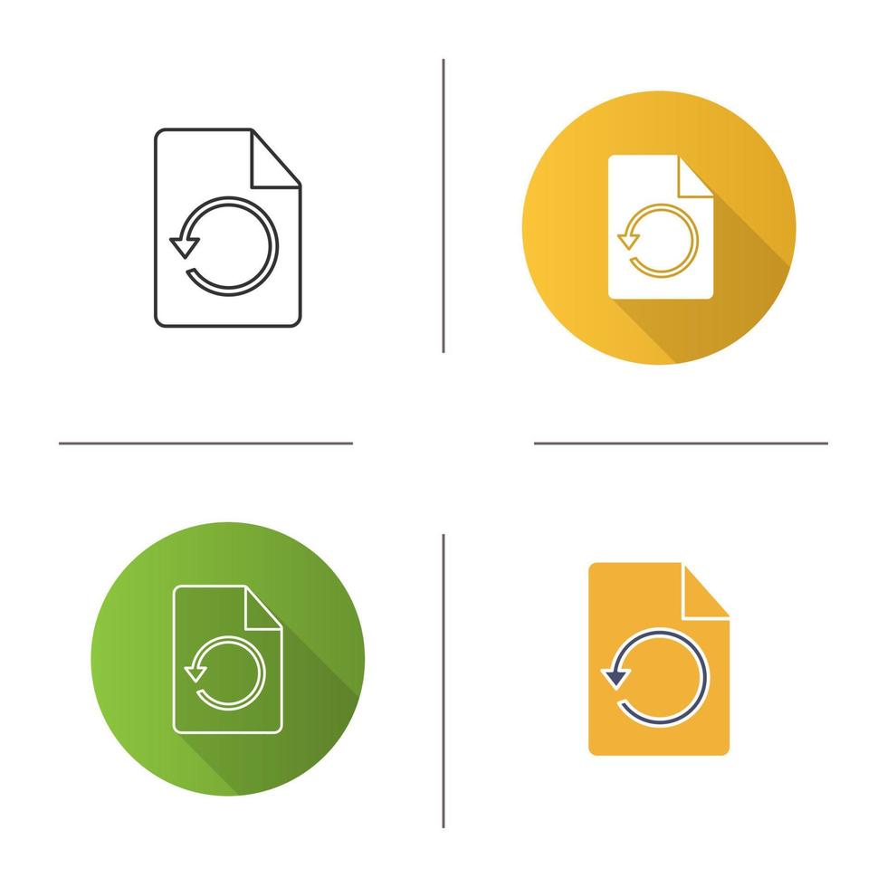 Symbol "Seite wiederherstellen". Datei mit Reload-Zeichen. Datensynchronisierung. Dokument mit Kreispfeil. flaches Design, lineare und Farbstile. isolierte Vektorgrafiken vektor