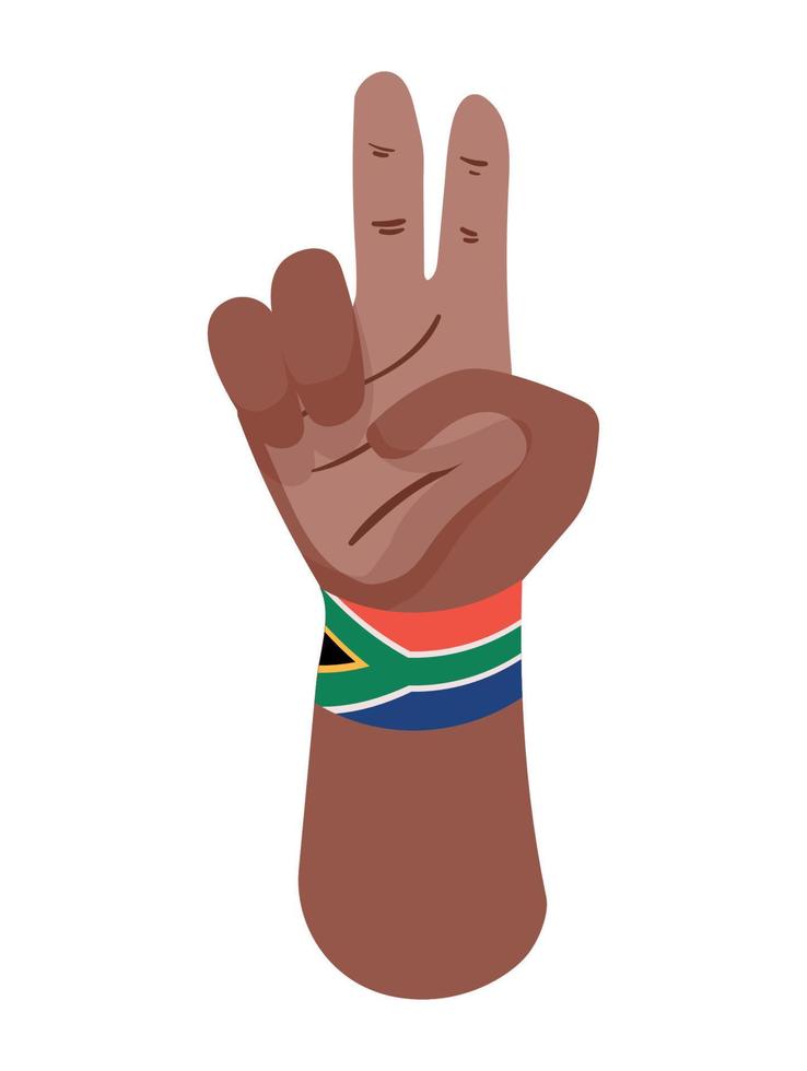 Siegeshand mit südafrikanischer Flagge vektor