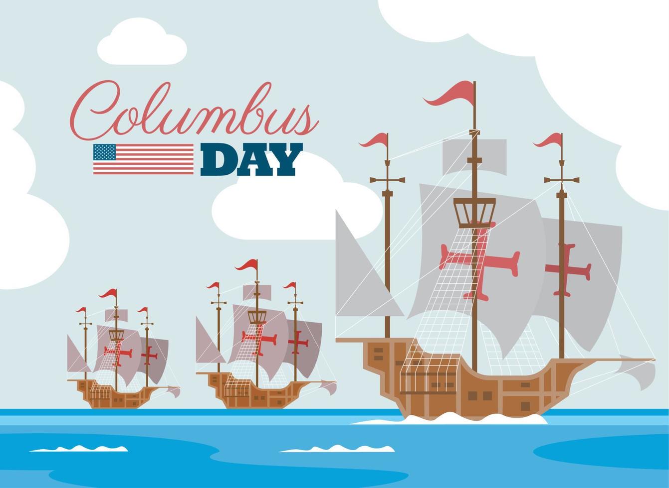 Columbus Day Schriftzug Postkarte vektor