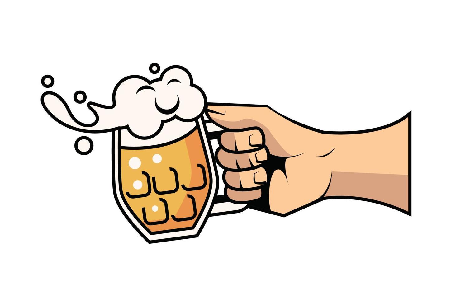 Hand mit Bierglasgetränk vektor