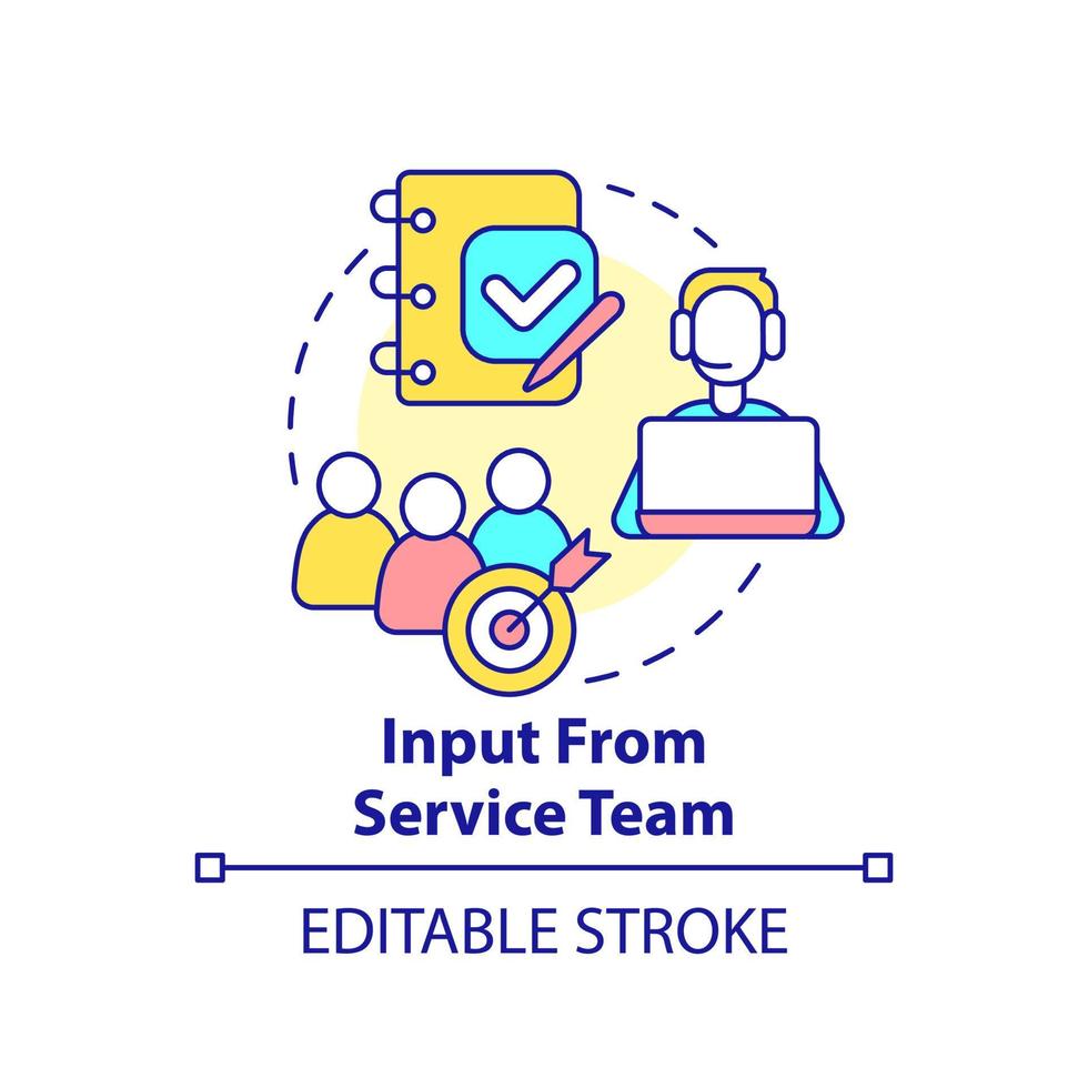 Eingabe vom Symbol für das Konzept des Serviceteams. Kundendienst. identifizierung der kundenbedürfnisse abstrakte idee dünne linie illustration. isolierte Umrisszeichnung. editierbarer Strich. vektor