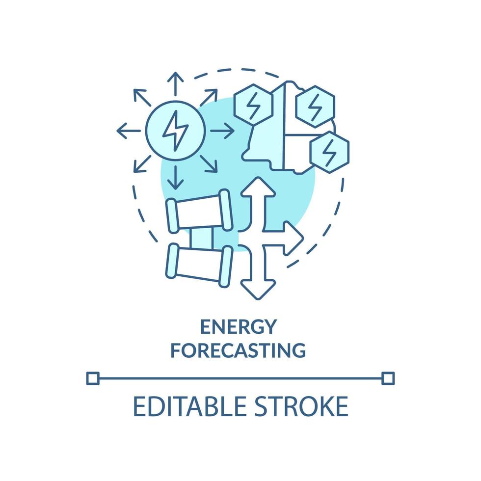 energi prognoser turkos koncept ikon. strategisk energiplanering abstrakt idé tunn linje illustration. förutsäga efterfrågan. isolerade konturritning. redigerbar linje. vektor