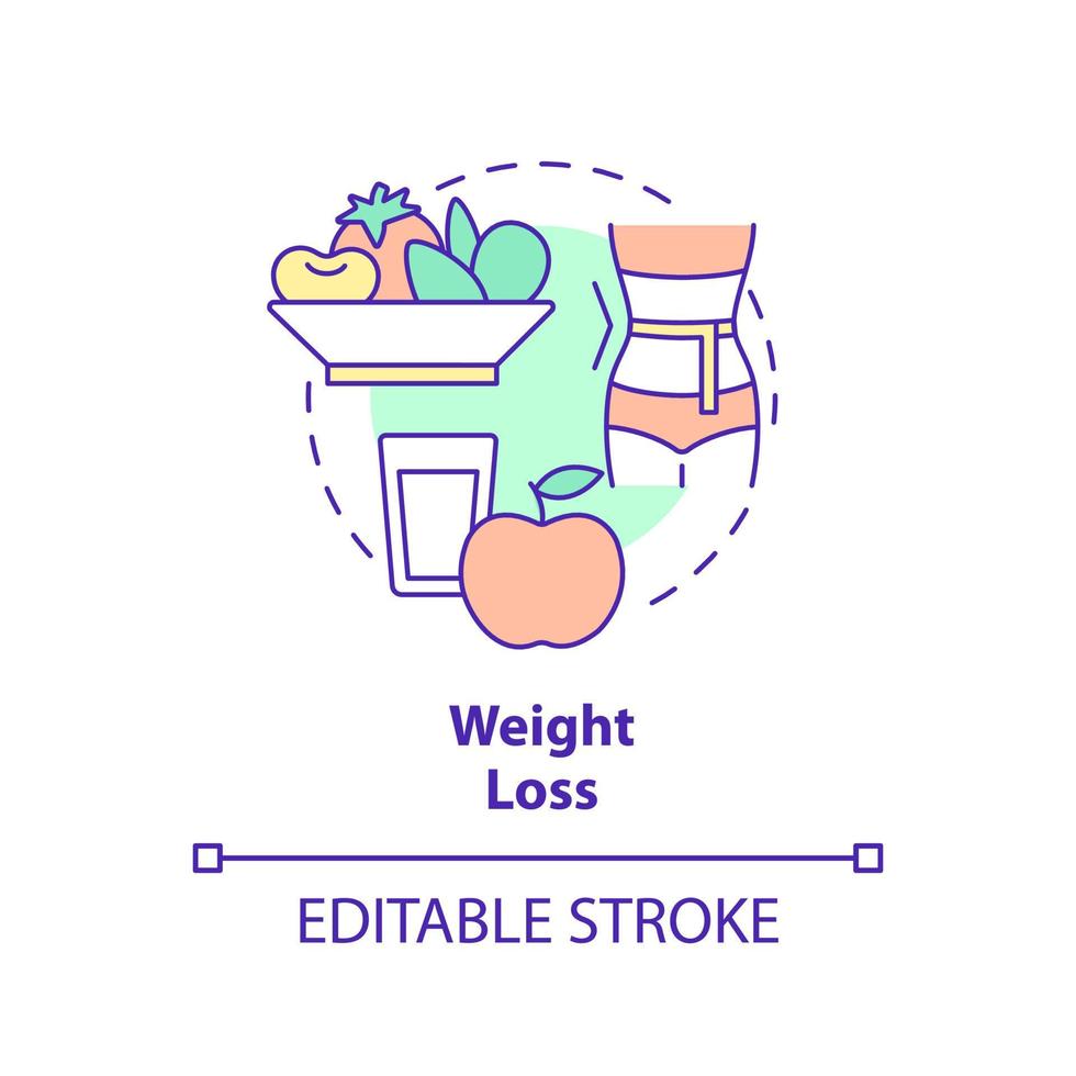 viktminskning koncept ikon. hälsosam måltidsplan. fördelen med vegansk kost abstrakt idé tunn linje illustration. isolerade konturritning. redigerbar linje. vektor