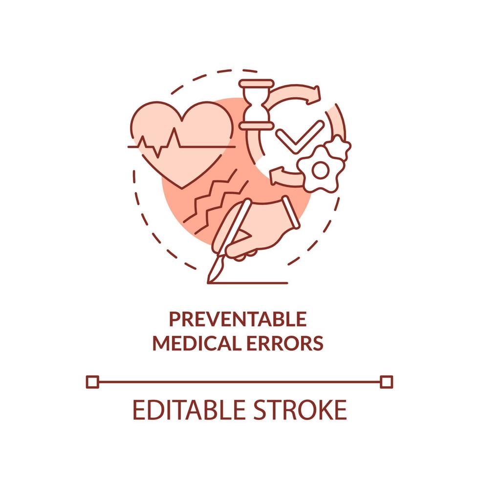 vermeidbare medizinische Fehler Symbol für das Terrakotta-Konzept. große gesundheitsproblem abstrakte idee dünne linie illustration. isolierte Umrisszeichnung. editierbarer Strich. vektor