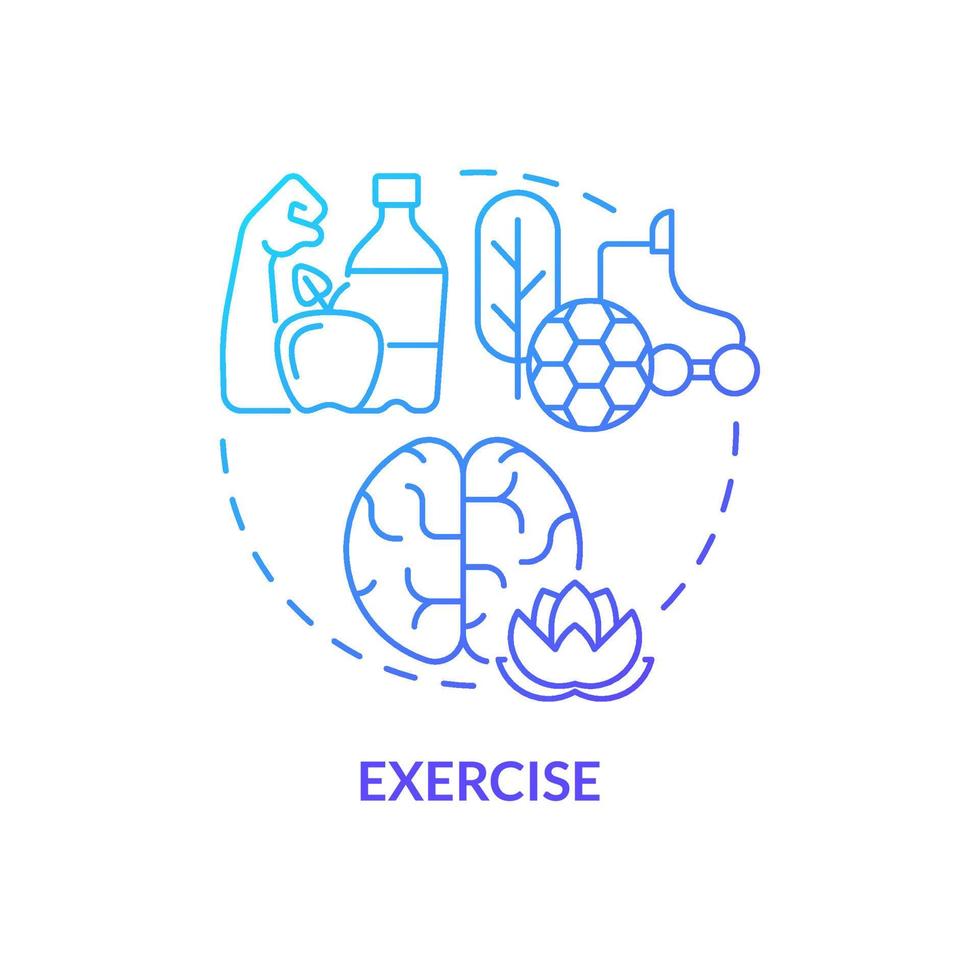 Symbol für blaues Farbverlaufskonzept. Beruhigung des Geistes und Lebensbalance. Technik zum Entspannen. Umgang mit ptsd abstrakte Idee dünne Linie Illustration. isolierte Umrisszeichnung. vektor