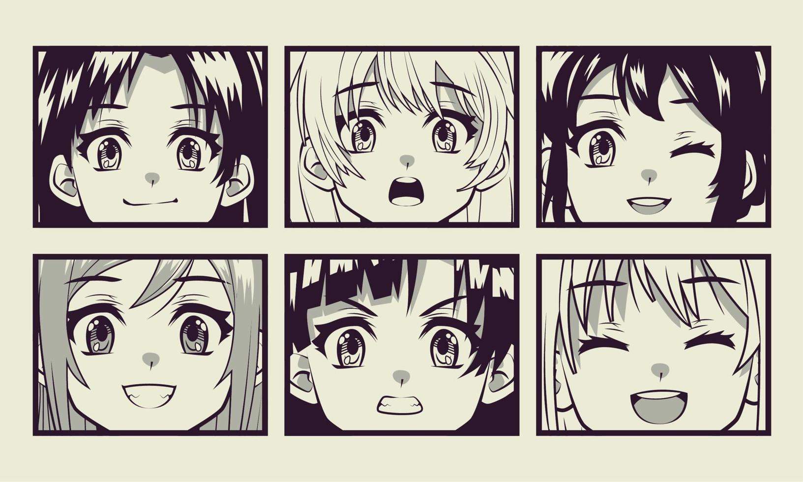 sex flickor anime ansikten vektor
