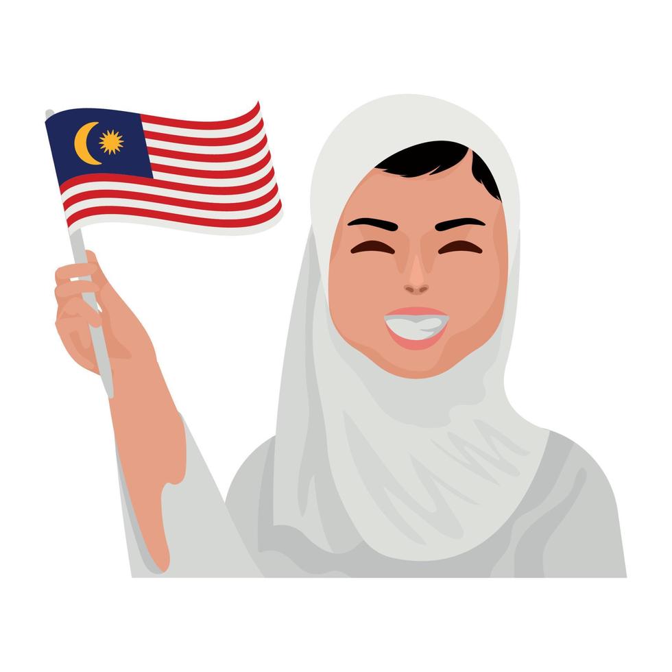 malaysisk kvinna viftande flagga vektor