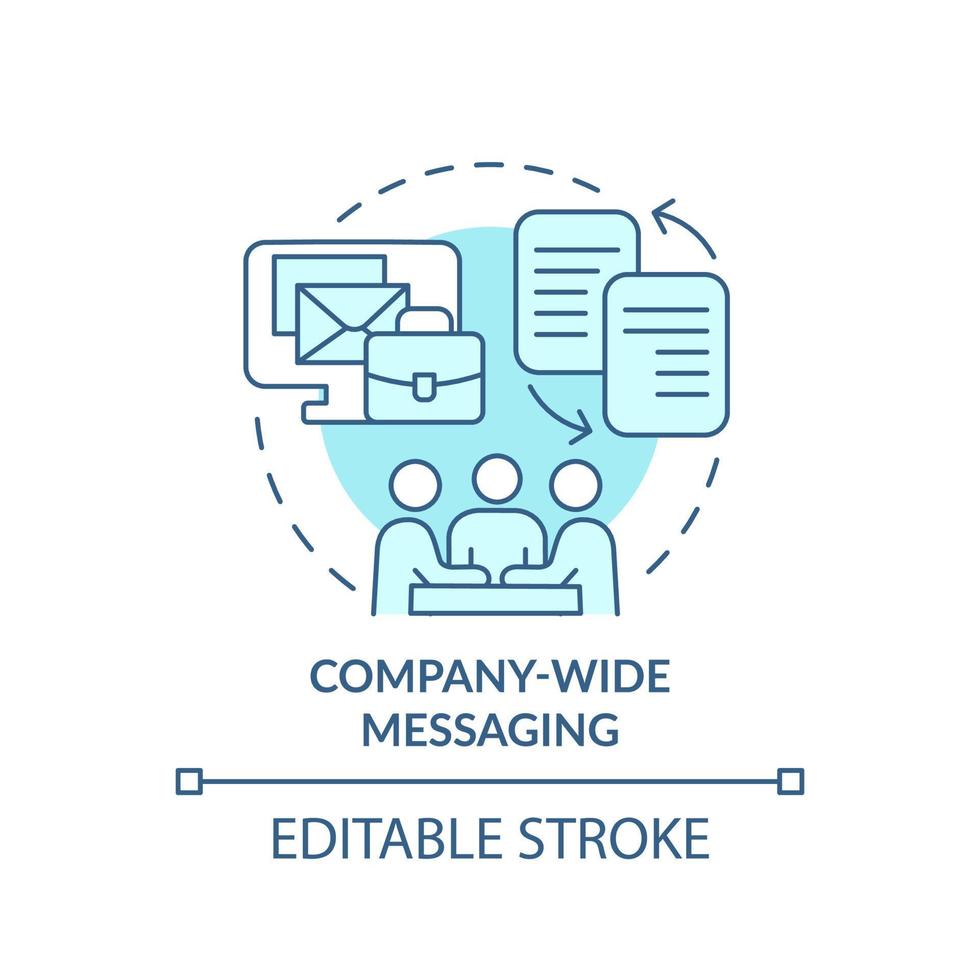 Symbol für das unternehmensweite türkisfarbene Messaging-Konzept. lösung für kundenbedarf abstrakte idee dünne linie illustration. isolierte Umrisszeichnung. editierbarer Strich. vektor