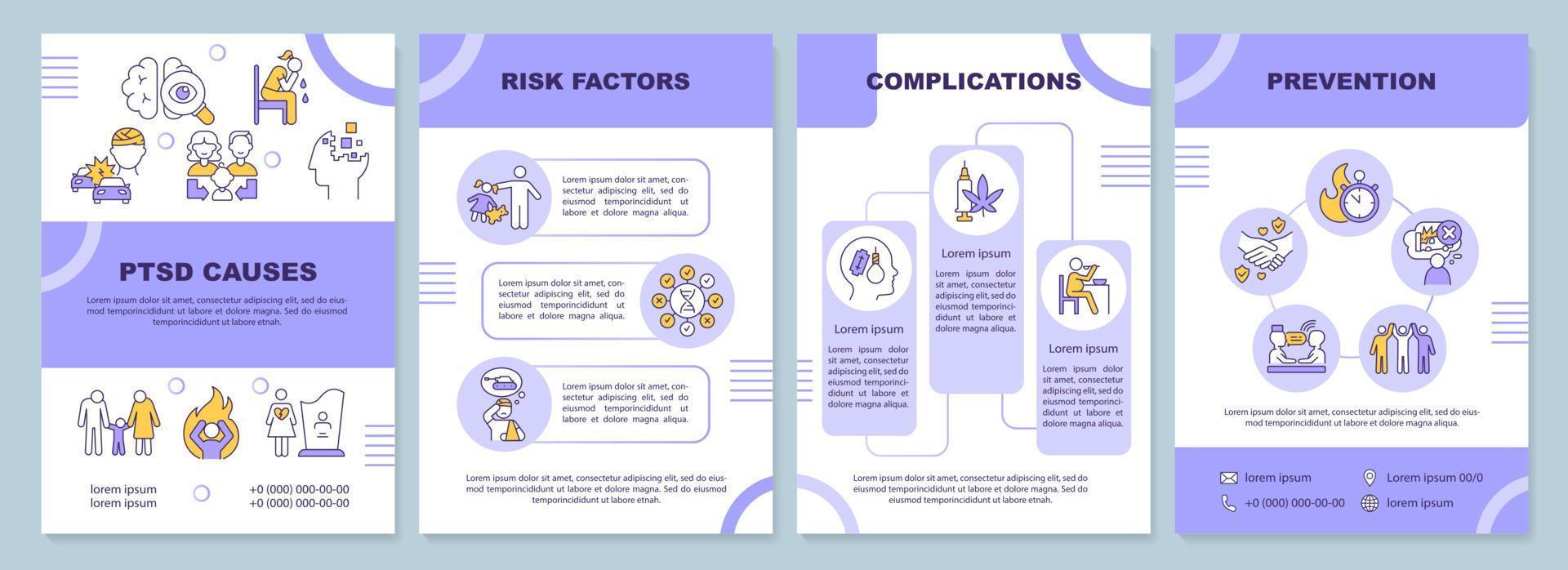 ptsd problem ord begrepp lila banner. reaktion på smärtsam händelse. infographics med ikoner på färgbakgrund. isolerad typografi. vektor illustration med text.