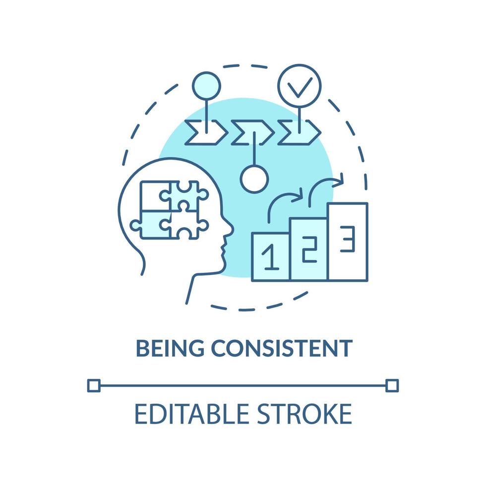 Symbol für konsistentes türkisfarbenes Konzept. logisch und rational. impression management abstrakte idee dünne linie illustration. isolierte Umrisszeichnung. editierbarer Strich. vektor