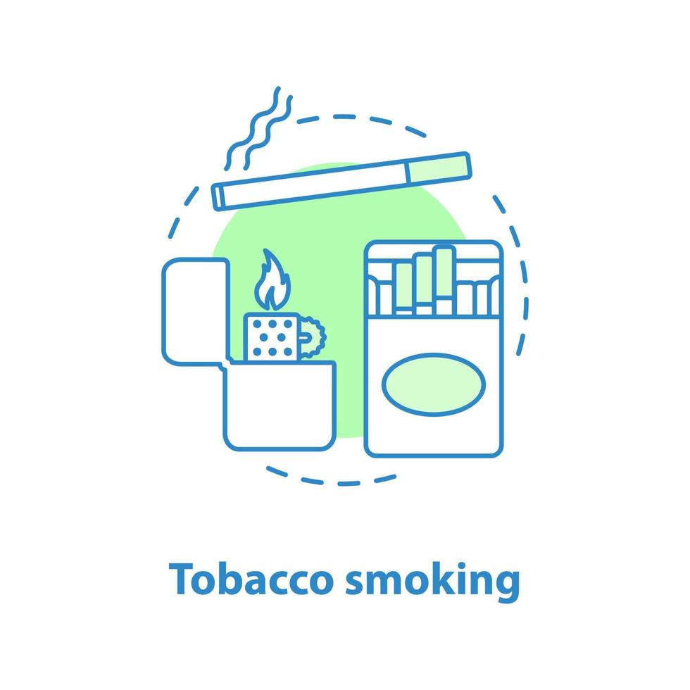 Symbol für das Konzept des Tabakrauchens. schlechte Angewohnheit Idee dünne Linie Abbildung. Zigaretten und Feuerzeug. Vektor isoliert Umrisszeichnung