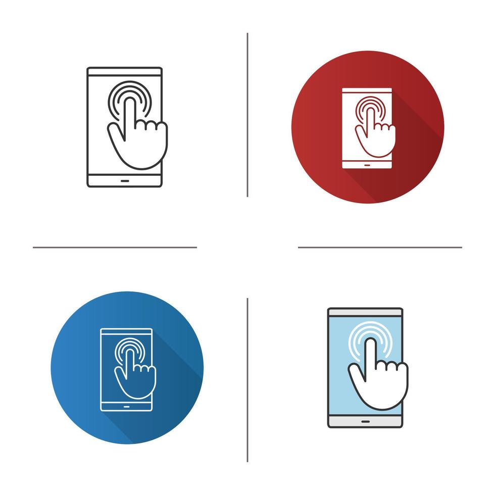 Smartphone-Touchscreen-Symbol. Doppeltippen Sie die Touch-Geste. Handy. flaches Design, lineare und Farbstile. isolierte Vektorgrafiken vektor