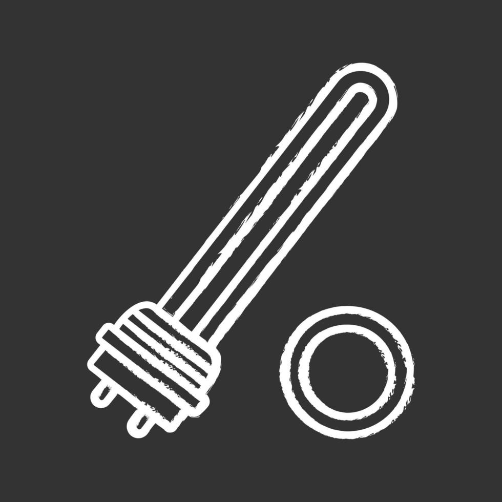 Kreidesymbol für Warmwasserbereiter. Tauchsieder. elektrisches Heizelement. isolierte vektortafelillustration vektor