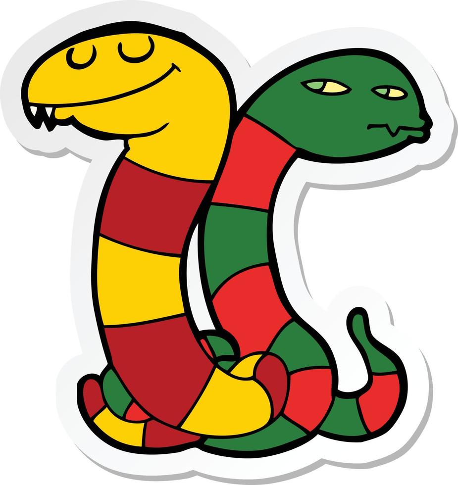 klistermärke av en tecknad ormar vektor