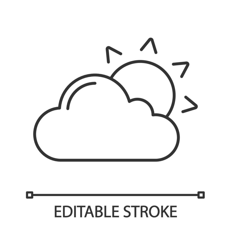 delvis molnig linjär ikon. molnigt väder. tunn linje illustration. sol med moln. väderprognos. kontur symbol. vektor isolerade konturritning. redigerbar linje