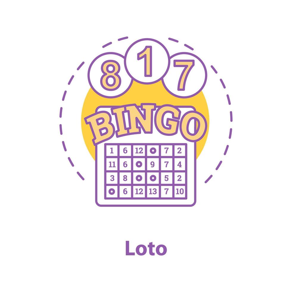 bingo spel koncept ikon. lotteri, lotto idé tunn linje illustration. kasino. vektor isolerade konturritning