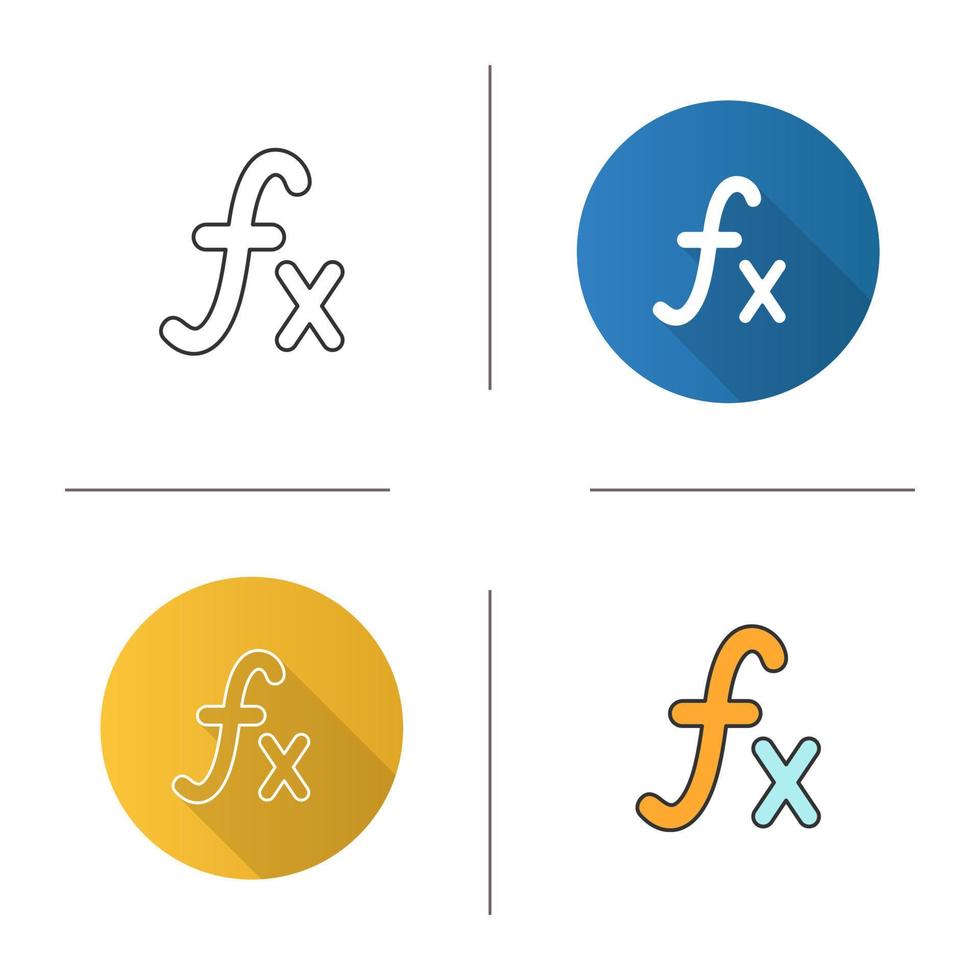 mathematisches Funktionssymbol. flaches Design, lineare und Farbstile. isolierte Vektorgrafiken vektor