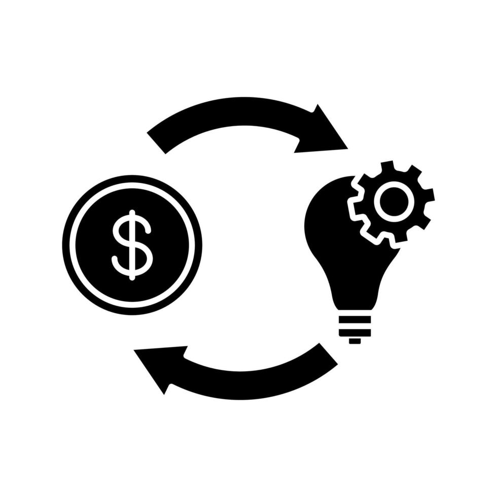 crowdfunding glyfikon. insamling. projektfinansiering. finansiering och budgetering. siluett symbol. negativt utrymme. vektor isolerade illustration