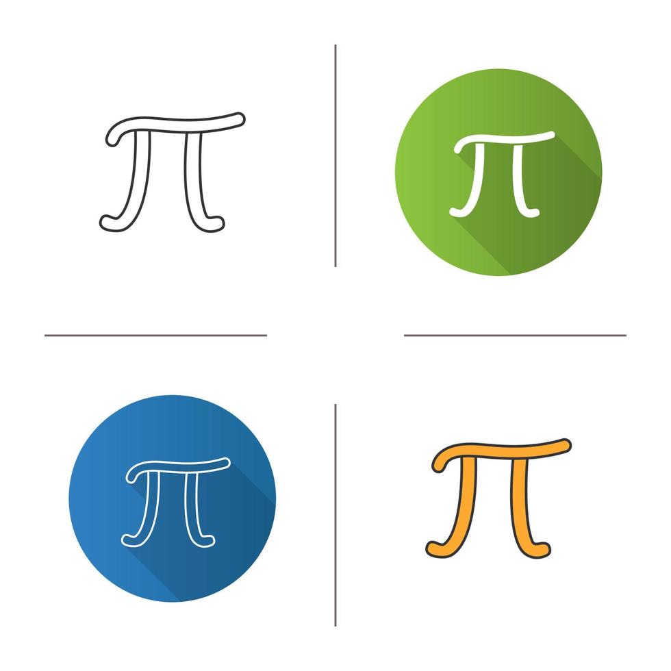 pi-ikonen. matematisk konstant. platt design, linjär och färgstilar. isolerade vektorillustrationer vektor