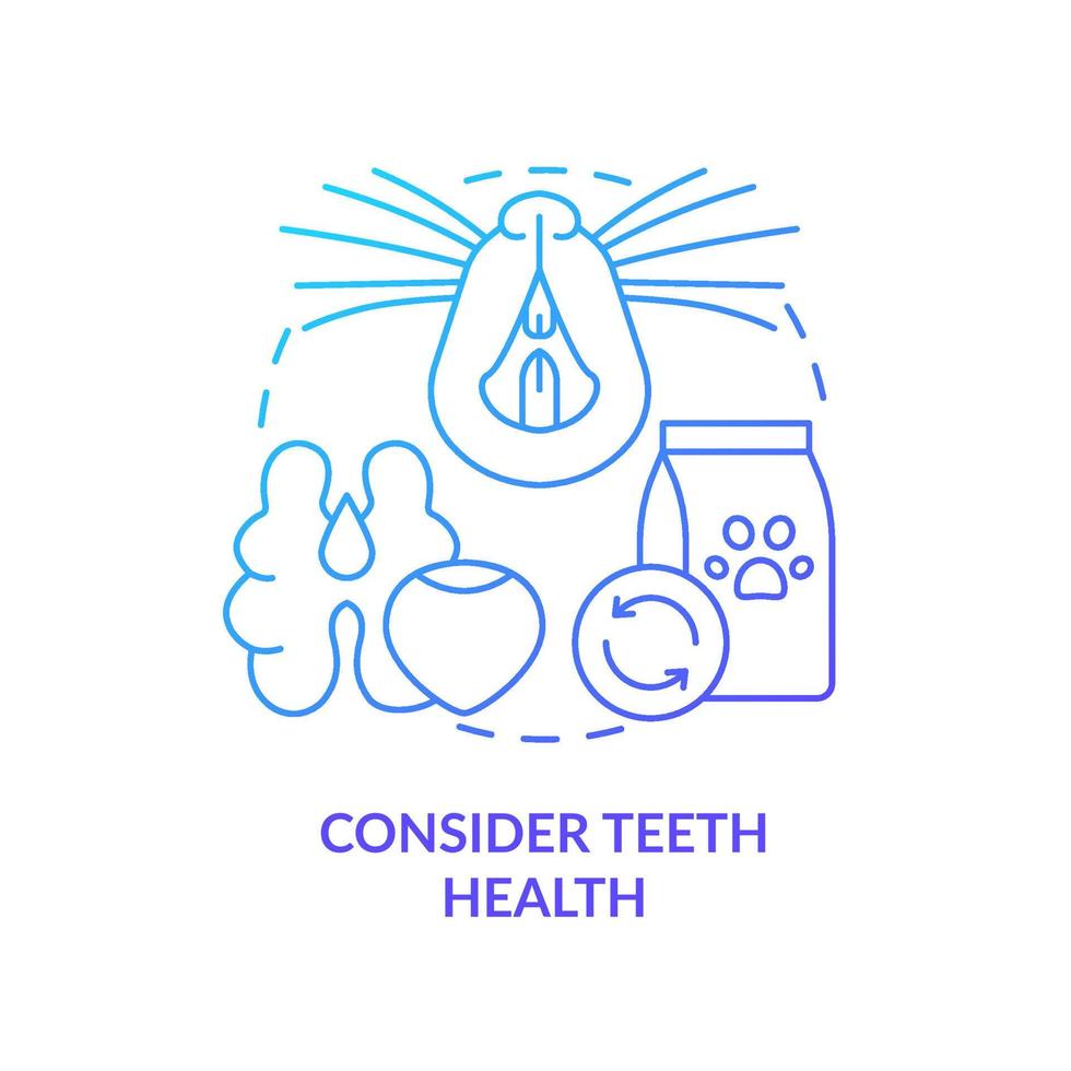 Betrachten Sie das Symbol für das Konzept der Zahngesundheit mit blauem Farbverlauf. Kümmern Sie sich um kleine Säugetiere Haustier abstrakte Idee dünne Linie Illustration. zahnpflege von nagetieren. isolierte Umrisszeichnung. vektor
