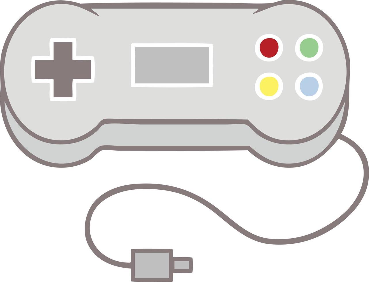 Retro-Cartoon-Gamecontroller in flacher Farbe vektor