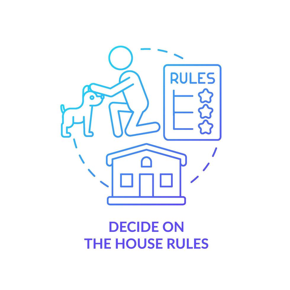 besluta om husregler blå gradient koncept ikon. utbildning hund tips abstrakt idé tunn linje illustration. etablera dominans. isolerade konturritning. vektor