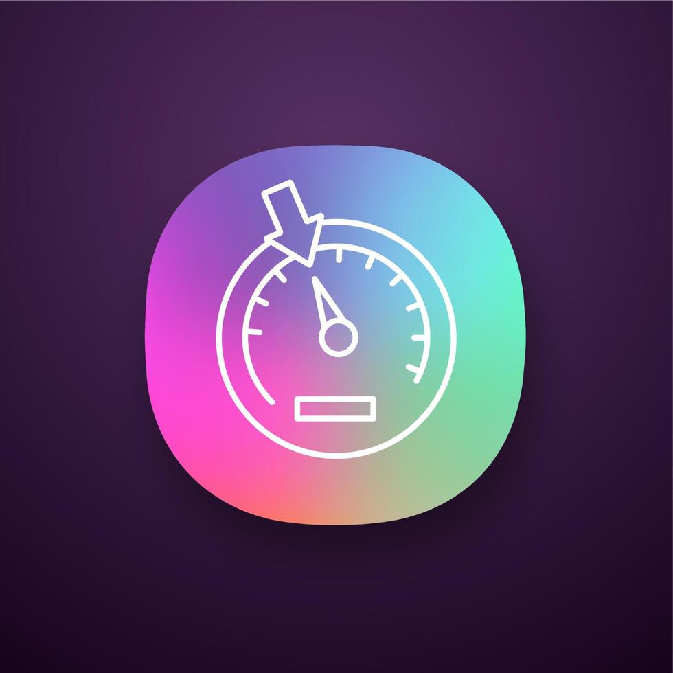 Tachometer-App-Symbol. Armaturenbrett. Instrumententafel des Autos. ui ux-Benutzeroberfläche. Web- oder mobile Anwendung. isolierte Vektorgrafik vektor