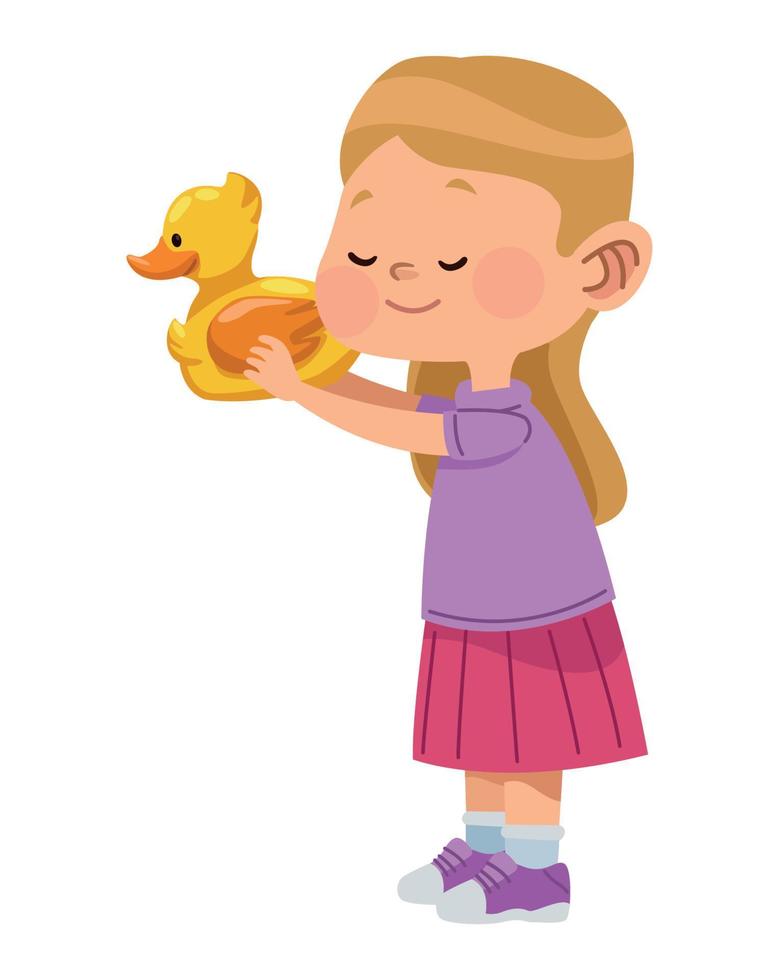 flicka leker med ducky vektor