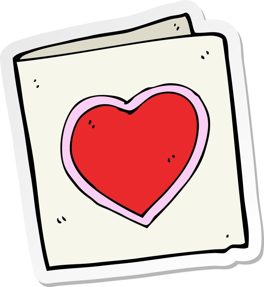 klistermärke av ett tecknat kärlekshjärtakort vektor