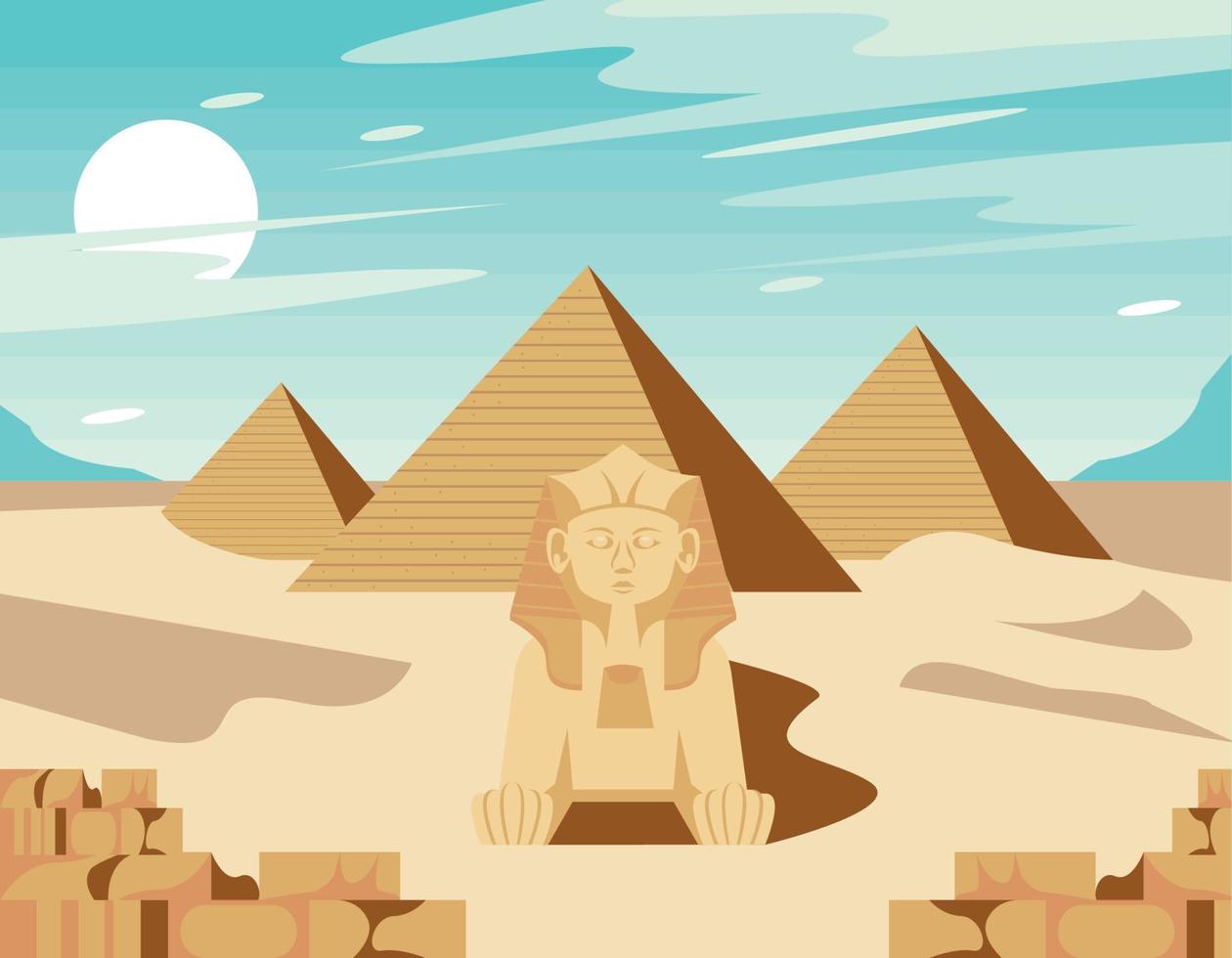 egyptisk kulturplats med sfinx vektor