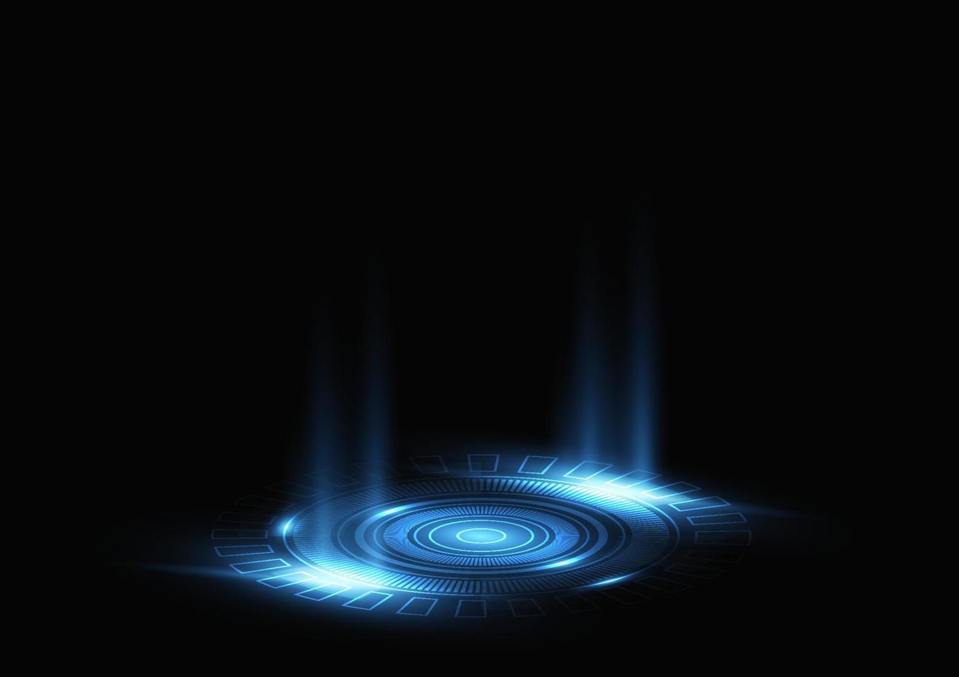 Ringtechnologie Neonlicht futuristisch auf schwarzem Hintergrund vektor