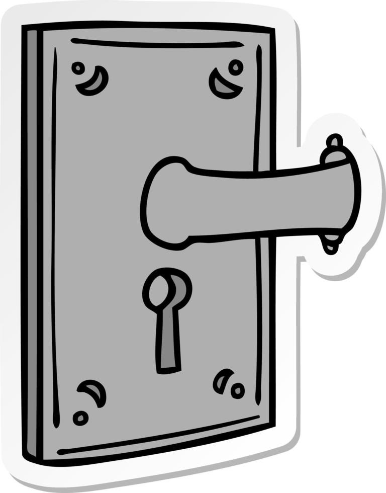 klistermärke tecknad doodle av ett dörrhandtag vektor