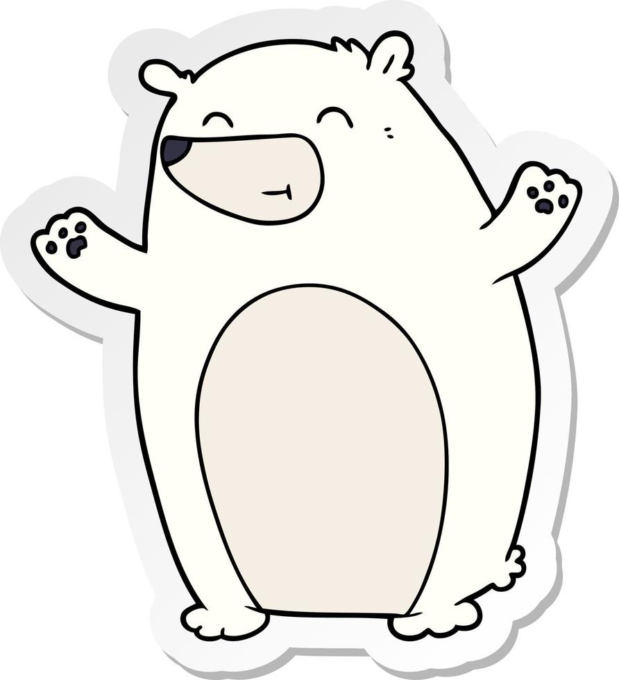 bedrövad klistermärke av en glad isbjörn tecknad vektor