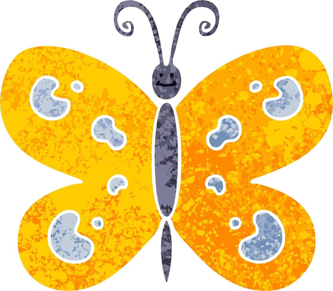 schrulliger Cartoon-Schmetterling im Retro-Illustrationsstil vektor