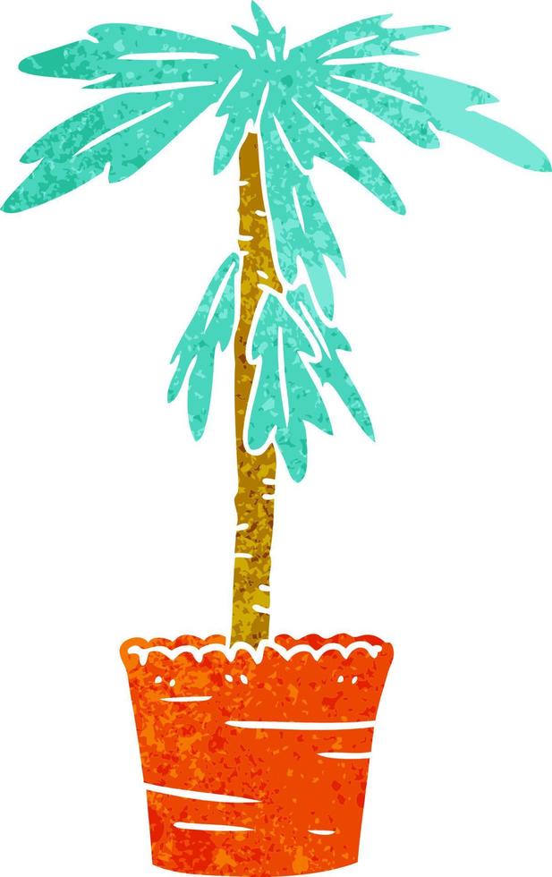 Retro-Cartoon-Doodle einer Zimmerpflanze vektor