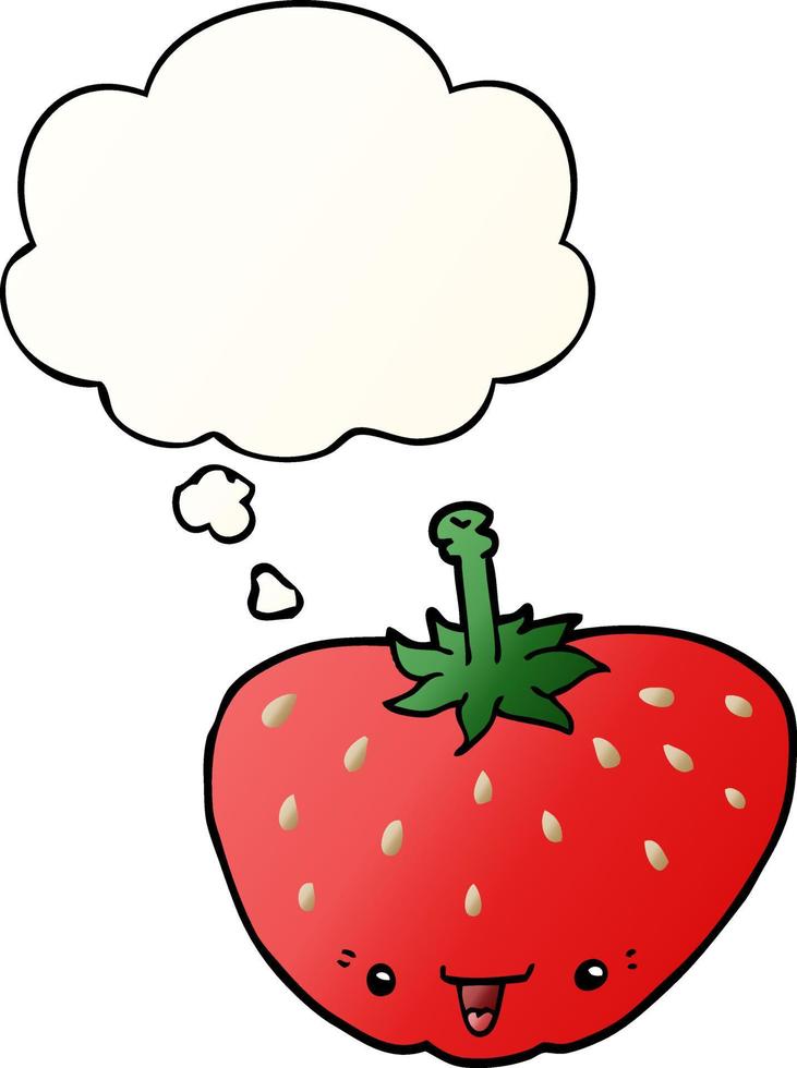tecknad jordgubbe och tankebubbla i slät gradientstil vektor
