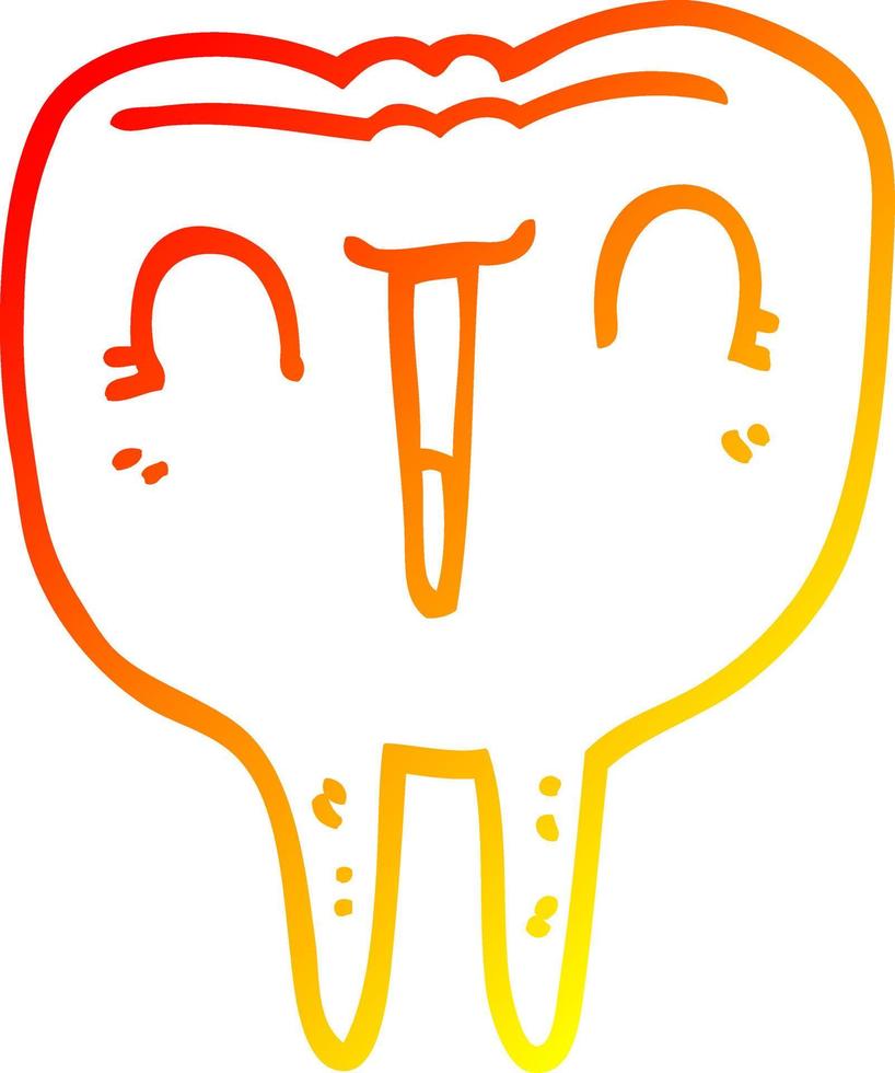 warme Gradientenlinie Zeichnung Cartoon glücklicher Zahn vektor