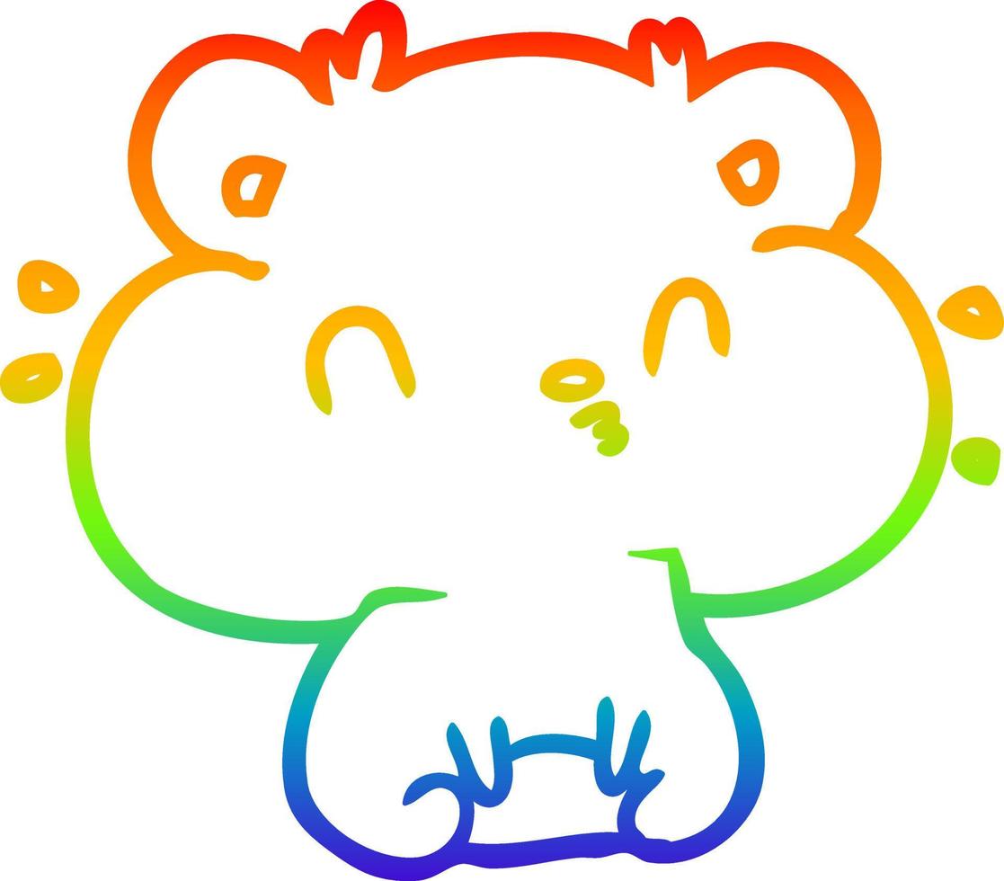 Regenbogengradientenlinie, die Hamster mit vollen Wangentaschen zeichnet vektor