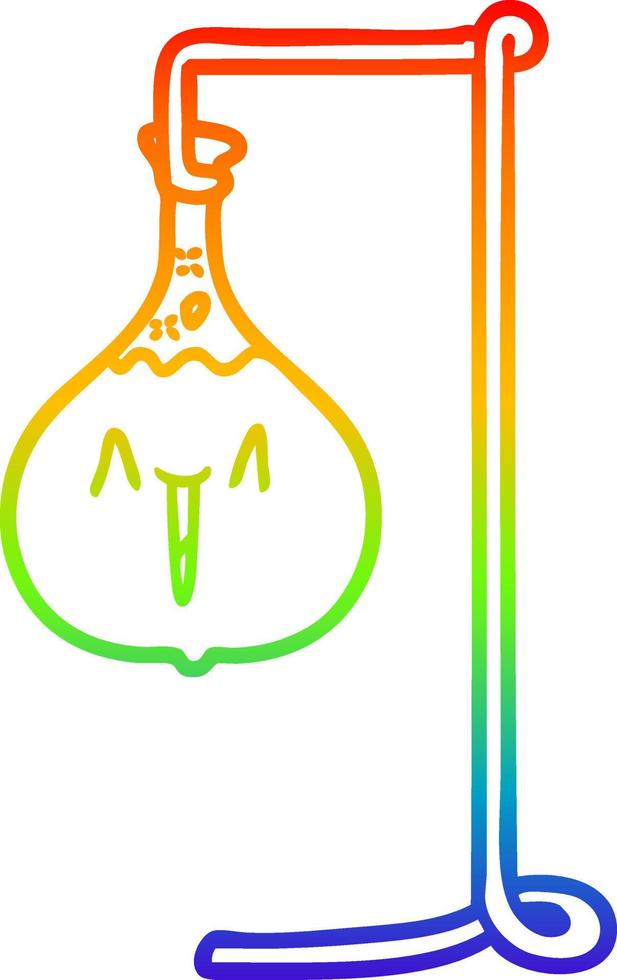 Regenbogen-Gradientenlinie, die glückliches Cartoon-Wissenschaftsexperiment zeichnet vektor