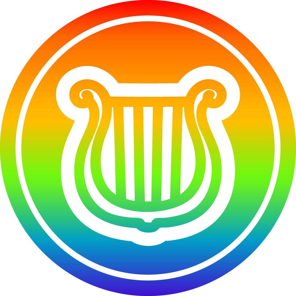 musikinstrument harpa cirkulär i regnbågsspektrum vektor