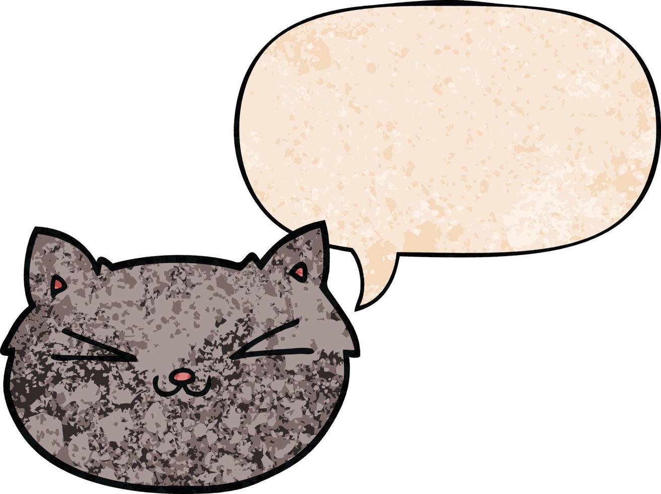 Fröhliche Cartoon-Katze und Sprechblase im Retro-Textur-Stil vektor