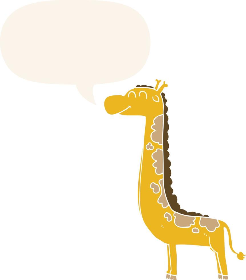 Cartoon-Giraffe und Sprechblase im Retro-Stil vektor