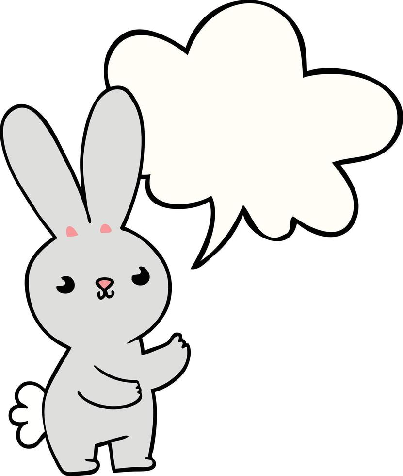 söt tecknad kanin och pratbubbla vektor